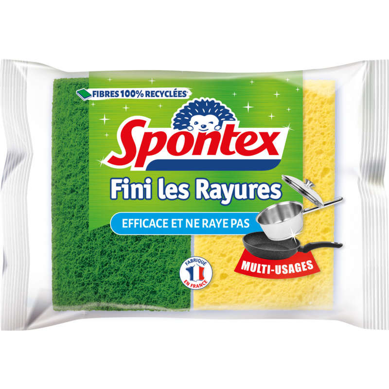 Spontex Éponge Spontex Gratte Éponge Fini Les Rayures Le Sachet De 2