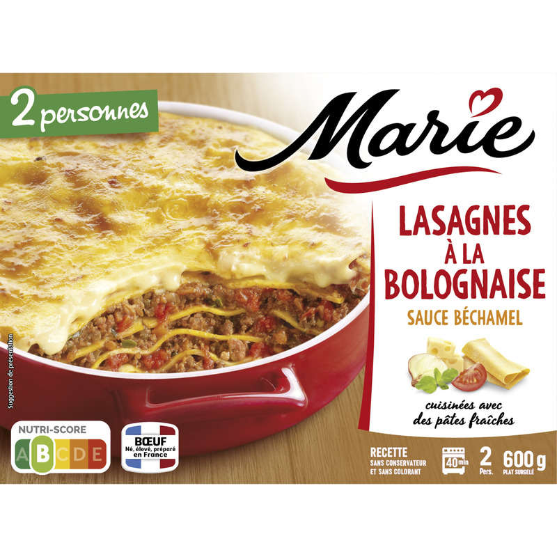 Marie Lasagnes à la bolognaise béchamel gratinée 600g Marie Lasagnes à la bolognaise béchamel gratinée 600g