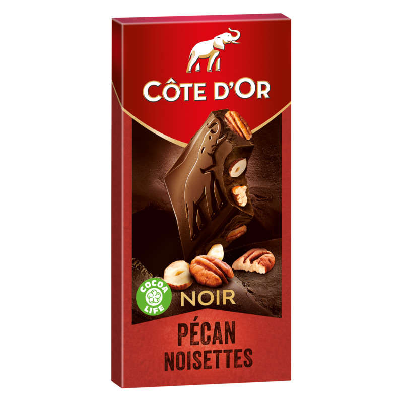 Côte d'Or Tablette Chocolat Noir aux Noix de Pécan et Noisettes 180g Côte d'Or Tablette Chocolat Noir aux Noix de Pécan et Noisettes 180g