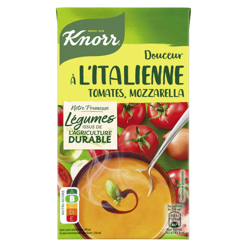 Knorr Soupe Liquide Douceur à l'italienne tomates mozzarella 1L Knorr Soupe Liquide Douceur à l'italienne tomates mozzarella 1L