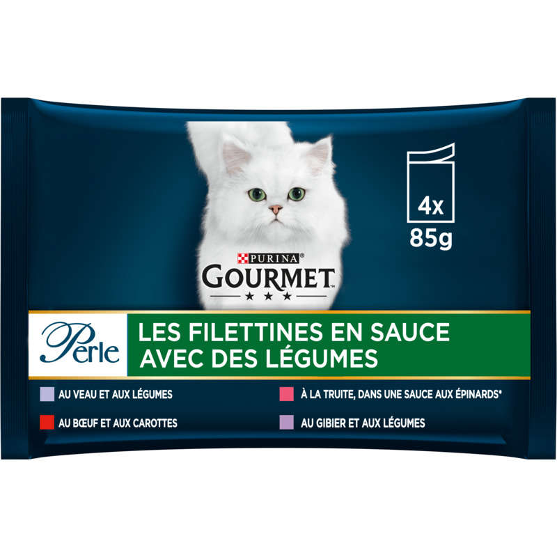 Purina Gourmet Perle Les Filettines Avec des légumes 4x85g Purina Gourmet Perle Les Filettines Avec des légumes 4x85g