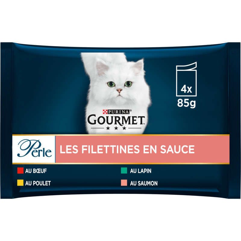 Purina Gourmet Perle Les Filettines en Sauce Pâtée pour Chat 4x85g Purina Gourmet Perle Les Filettines en Sauce Pâtée pour Chat 4x85g