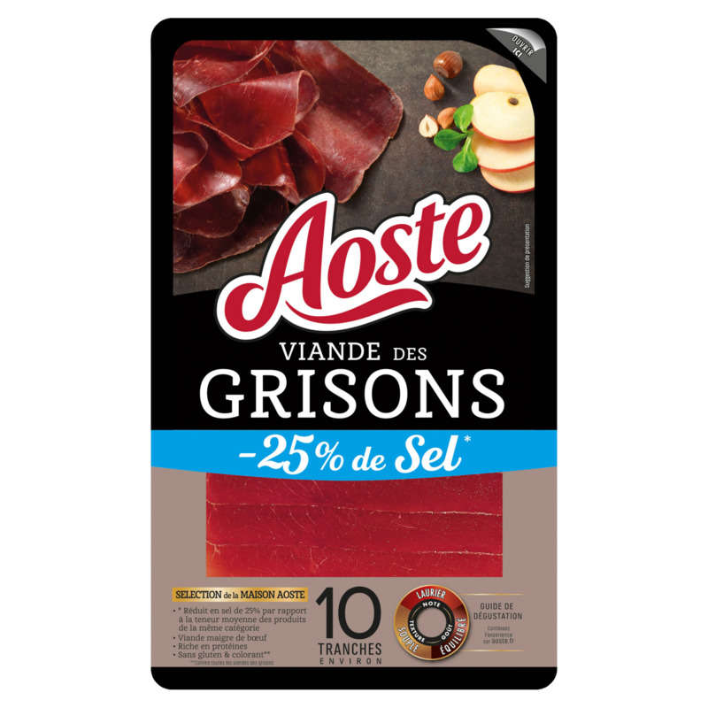 Aoste Viande De Grisons -25% De Sel x10 70g Aoste Viande De Grisons -25% De Sel x10 70g