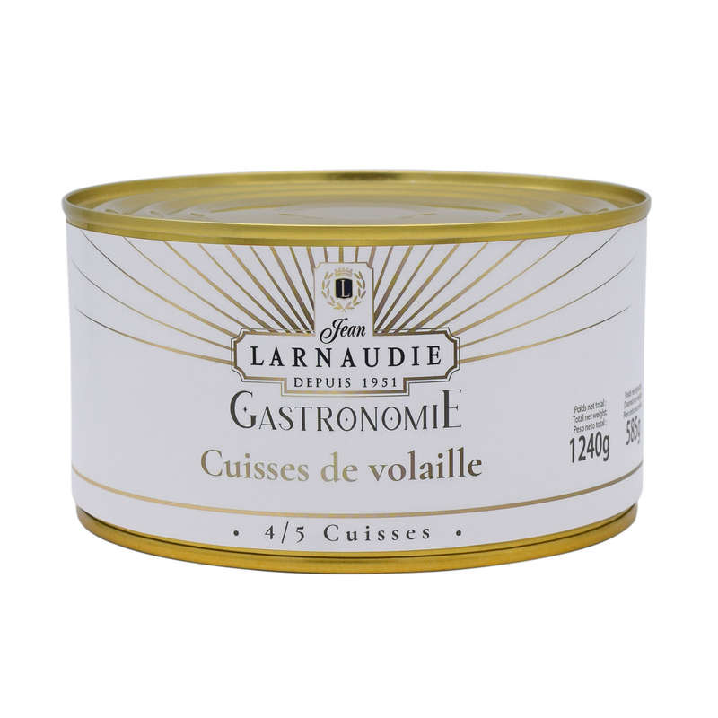 Jean Larnaudie gastronomie cuisses de volaille boîte 4/5 1240g Jean Larnaudie gastronomie cuisses de volaille boîte 4/5 1240g