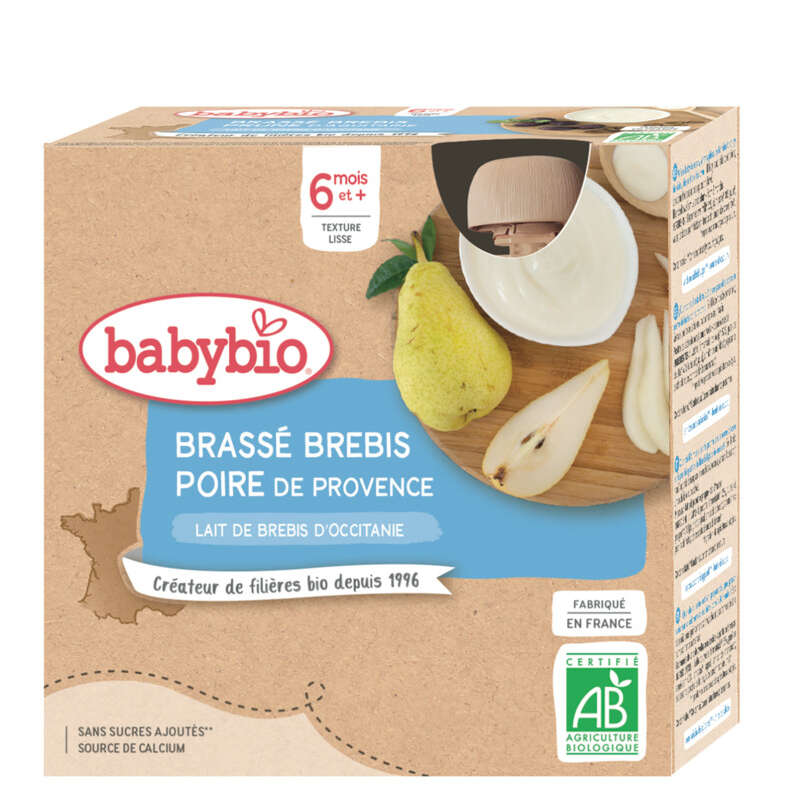 Babybio Dessert Brassé Brebis Poire de Provence Dès 6 mois 4x85g Babybio Dessert Brassé Brebis Poire de Provence Dès 6 mois 4x85g