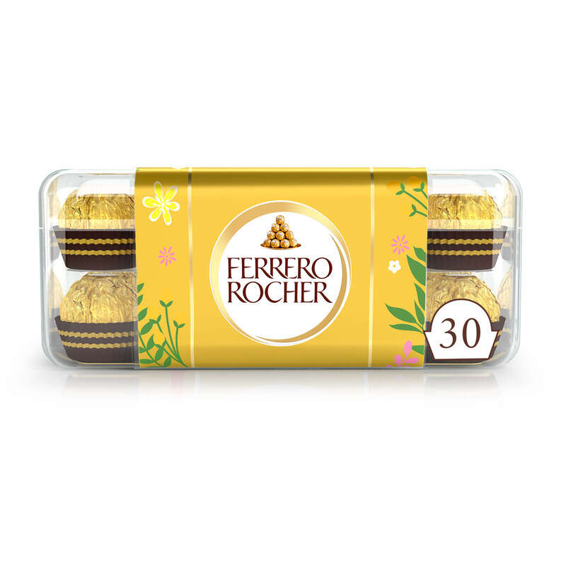 Ferrero Rocher Fines x30 Gaufrettes Enrobées De Chocolat Au Lait Noisettes 375g Ferrero Rocher Fines x30 Gaufrettes Enrobées De Chocolat Au Lait Noisettes 375g
