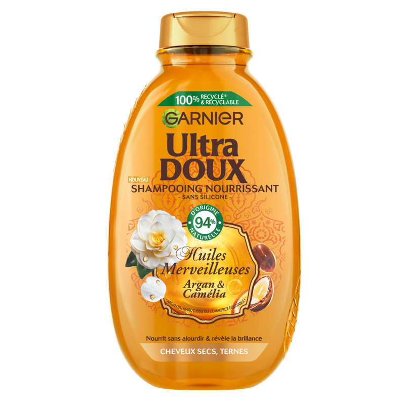 Garnier Ultra Doux merveilleux Shampoing argan et camélia 300ml Garnier ultra doux merveilleux shampoing argan et camélia 300ml