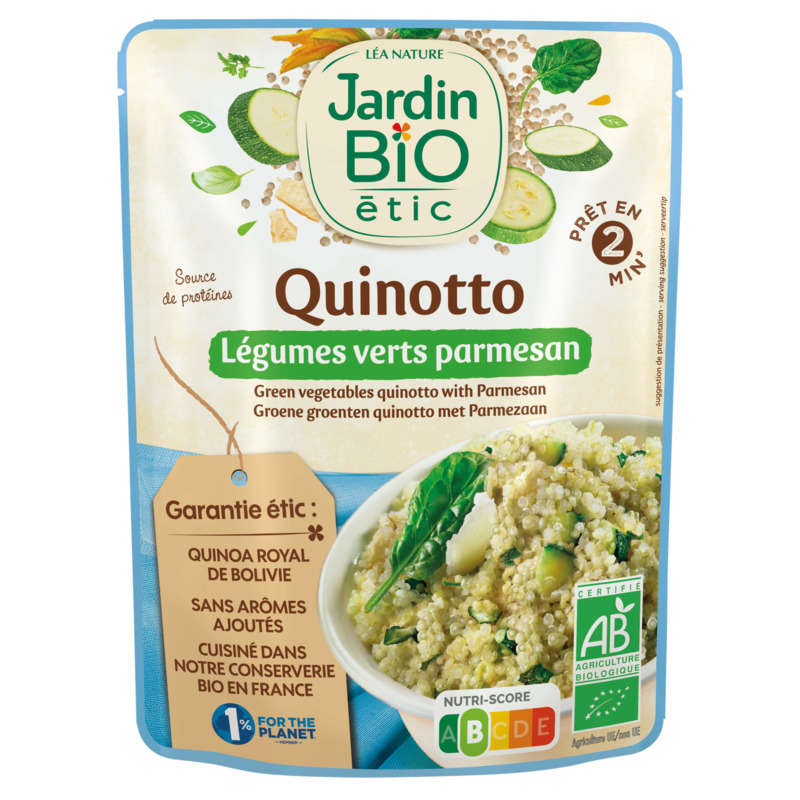Jardin Bio Quinotto Légumes Verts & Parmesan 220g Jardin Bio Quinotto Légumes Verts & Parmesan 220g