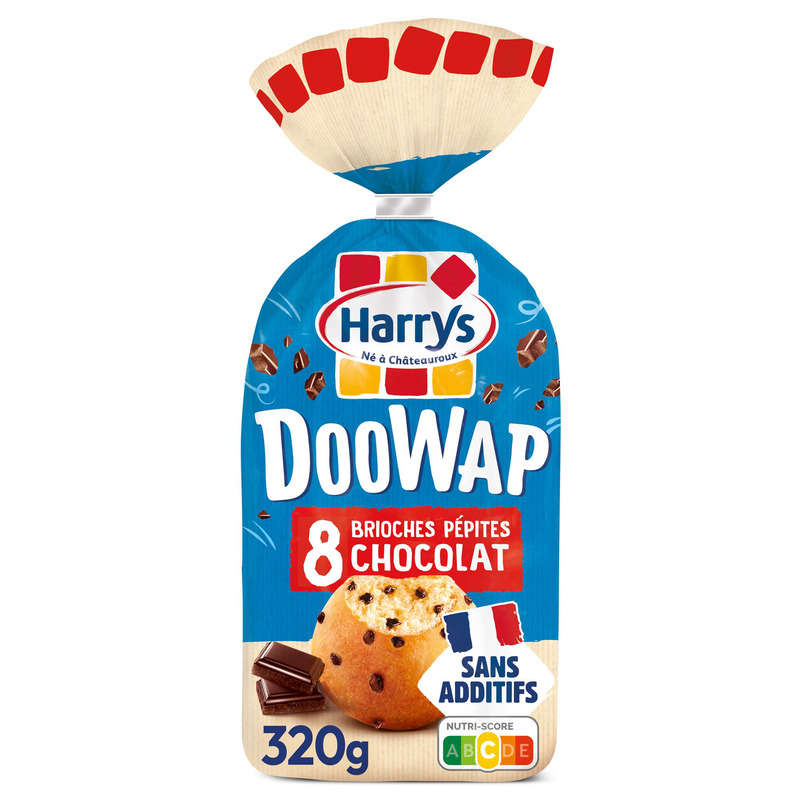 Harrys Doowap Brioches sans additifs aux pépites de chocolat x8, 320g Harrys Doowap Brioches sans additifs aux pépites de chocolat x8, 320g