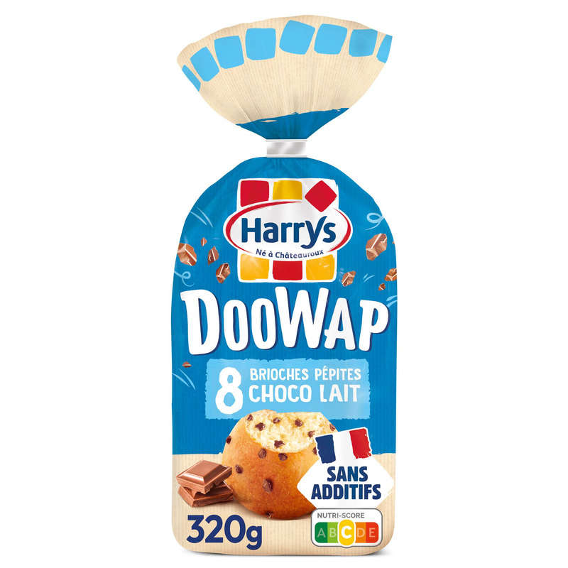 Harrys Doowap Brioches sans additifs aux pépites de chocolat au lait x8, 320g Harrys Doowap Brioches sans additifs aux pépites de chocolat au lait x8, 320g