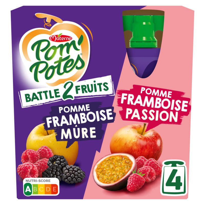 Materne Pom'Potes Battle 2 Fruits Multivariétés 4x90g Materne Pom'Potes Battle 2 Fruits Multivariétés 4x90g