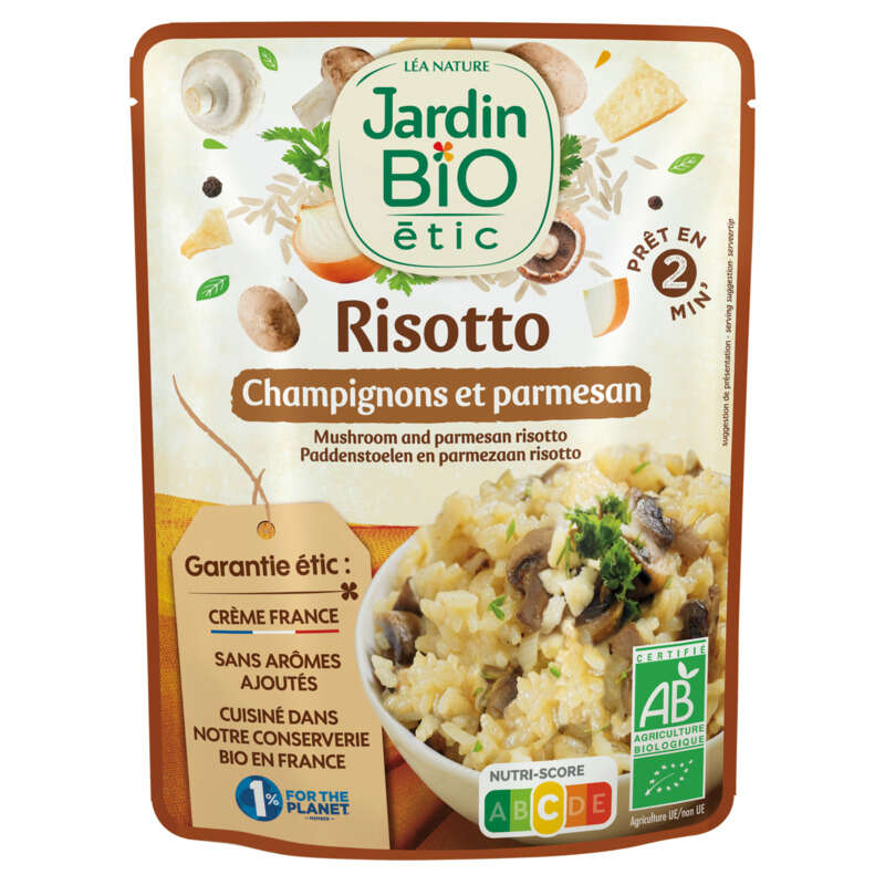 Jardin Bio Risotto champignon et parmesan 220g Jardin Bio Risotto champignon et parmesan 220g