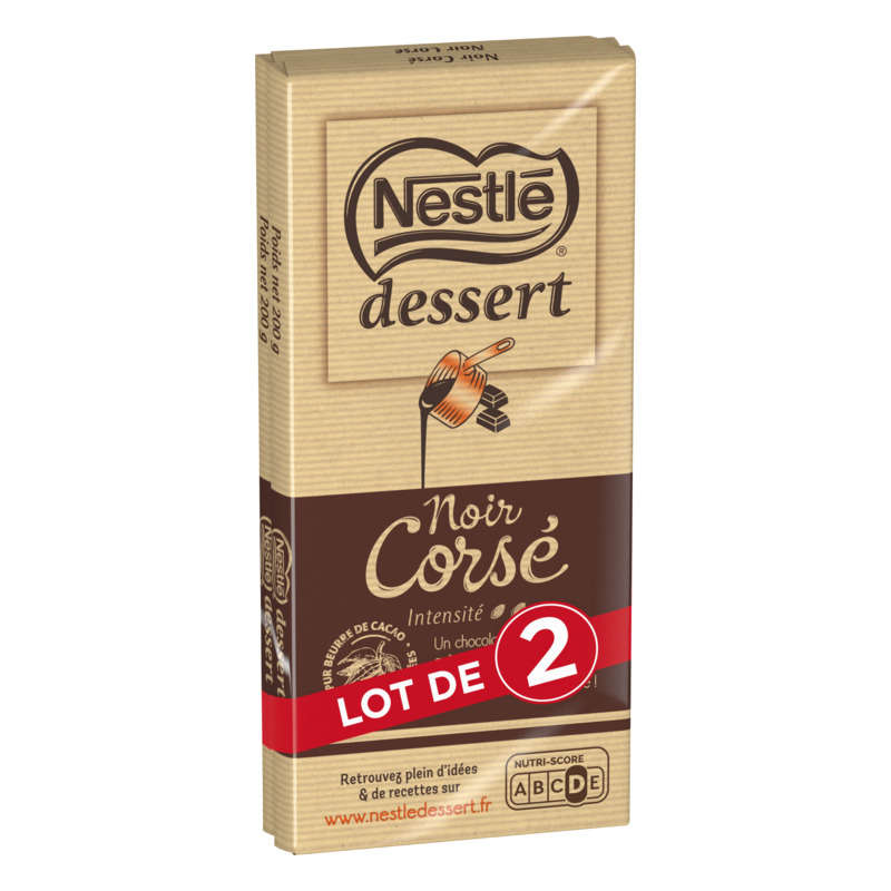 Nestlé Dessert Tablette Chocolat Noir Corsé 2x200g Nestlé Dessert tablette Chocolat Noir Corsé 2x200g
