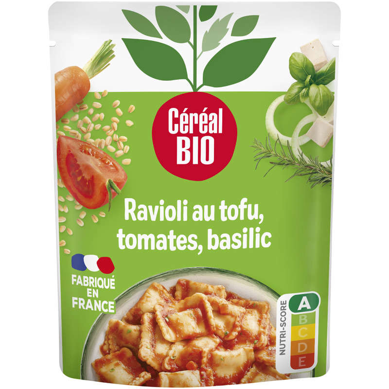 Céréal Bio Ravioli Tofu Basilic repas express 267g Céréal Bio Ravioli Tomates, Tofu & Basilic Sans Viande 267g