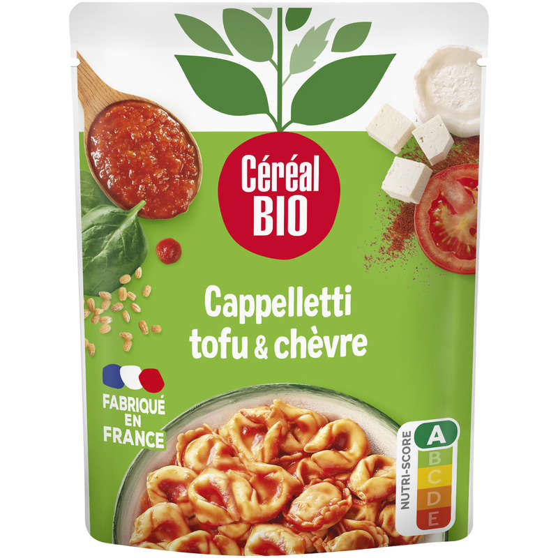 Céréal Bio Cappelletti Chèvre Tofu Épinards repas express 220g Céréal Bio Cappelletti Chèvre Tofu Épinards repas express 220g