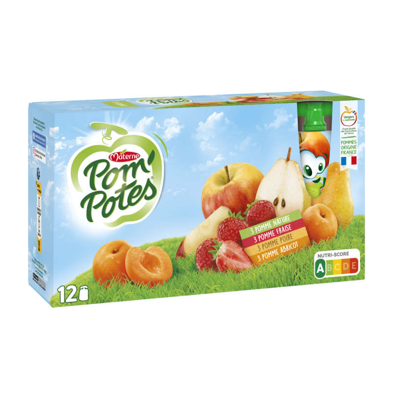 Pom'Potes Classiques mix Pomme, Fraises, Poires Abricots 12x90g Pom'Potes Classiques mix Pomme, Fraises, Poires Abricots 12x90g