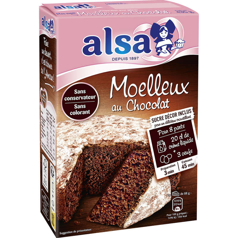 Alsa Préparation Gâteau Moelleux Chocolat 435g Alsa Préparation Gâteau Moelleux Chocolat 435g