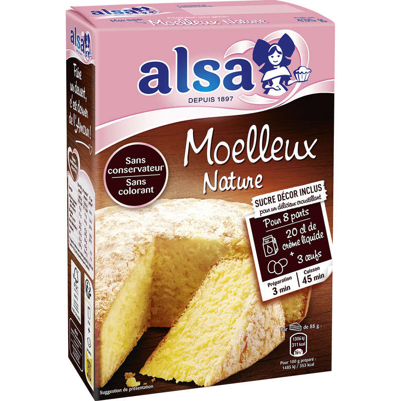 Alsa Préparation Gâteau Moelleux Nature 435g Alsa Préparation Gâteau Moelleux Nature 435g