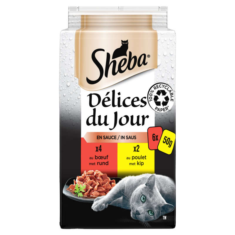 Sheba Délices Du Jour En Sauce Sélection Du Boucher Pour Chat 6X50G Sheba Délices Du Jour En Sauce Sélection Du Boucher Pour Chat 6X50G