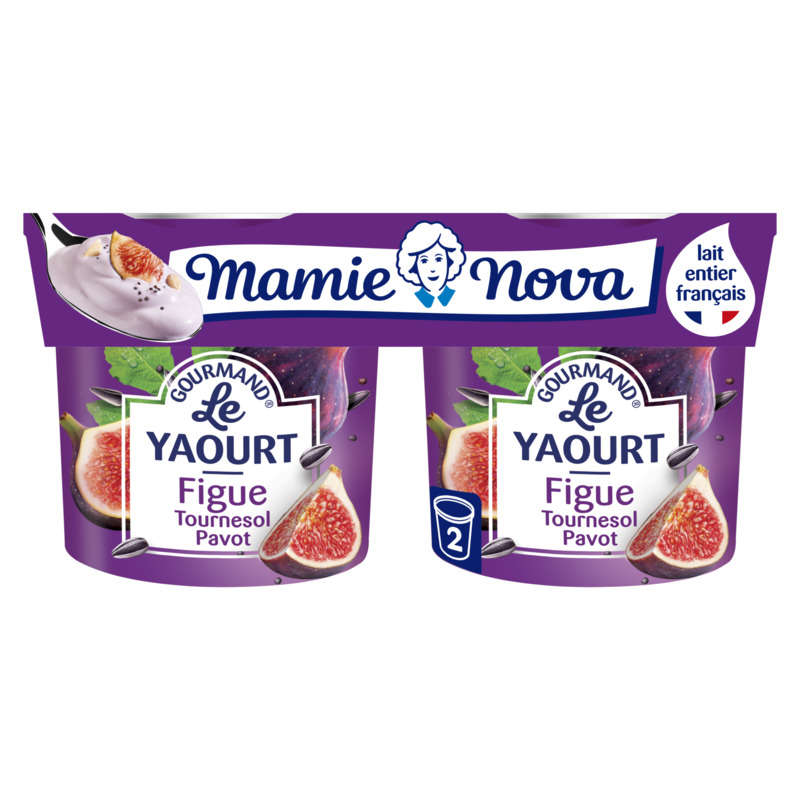 Mamie Nova Yaourt figue Tournesol pavot 2x150g Mamie Nova Yaourt figue Tournesol pavot 2x150g