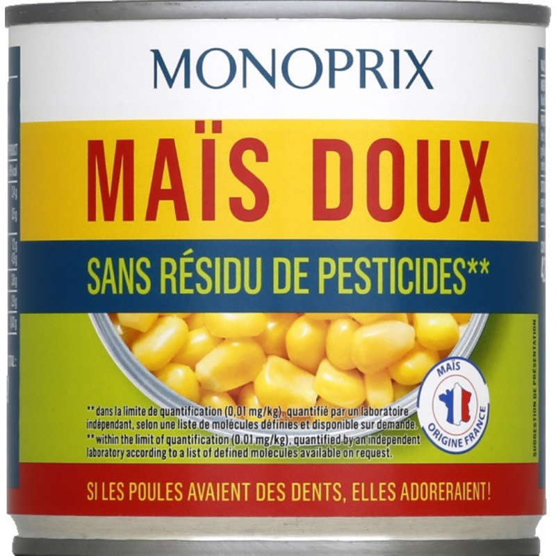 Monoprix Maïs doux sans résidus de pesticides 285g Monoprix Maïs doux sans résidus de pesticides 285g