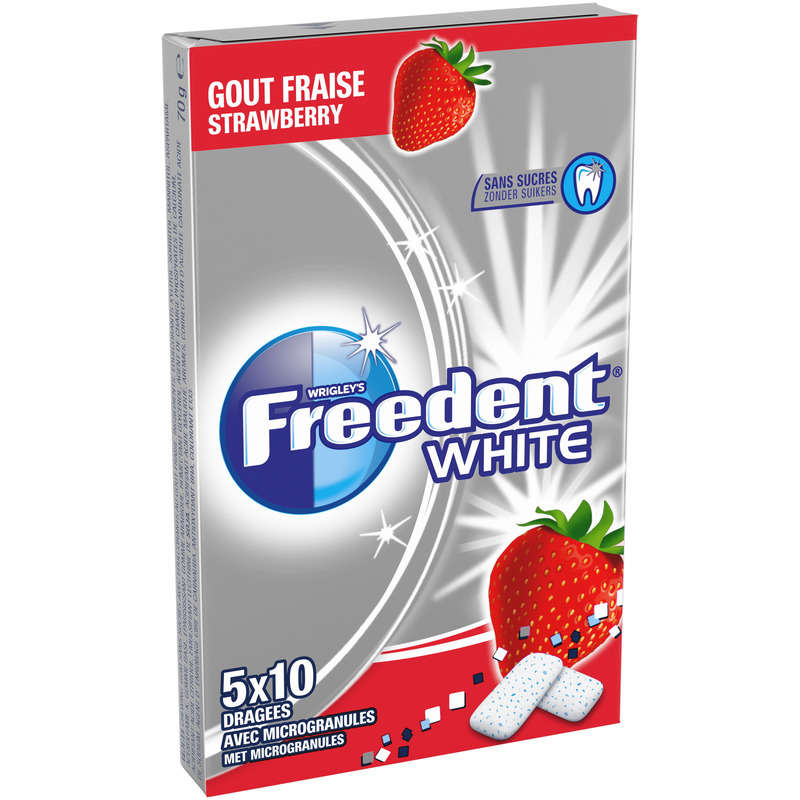 Freedent White Chewing Gum à La Fraise Sans Sucres 70g Freedent White Chewing Gum à La Fraise Sans Sucres 70g