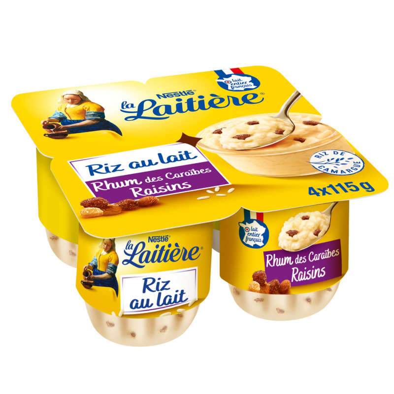La Laitière Riz Au Lait Rhum-raisins 4x115g La Laitière Riz Au Lait Rhum-raisins 4x115g