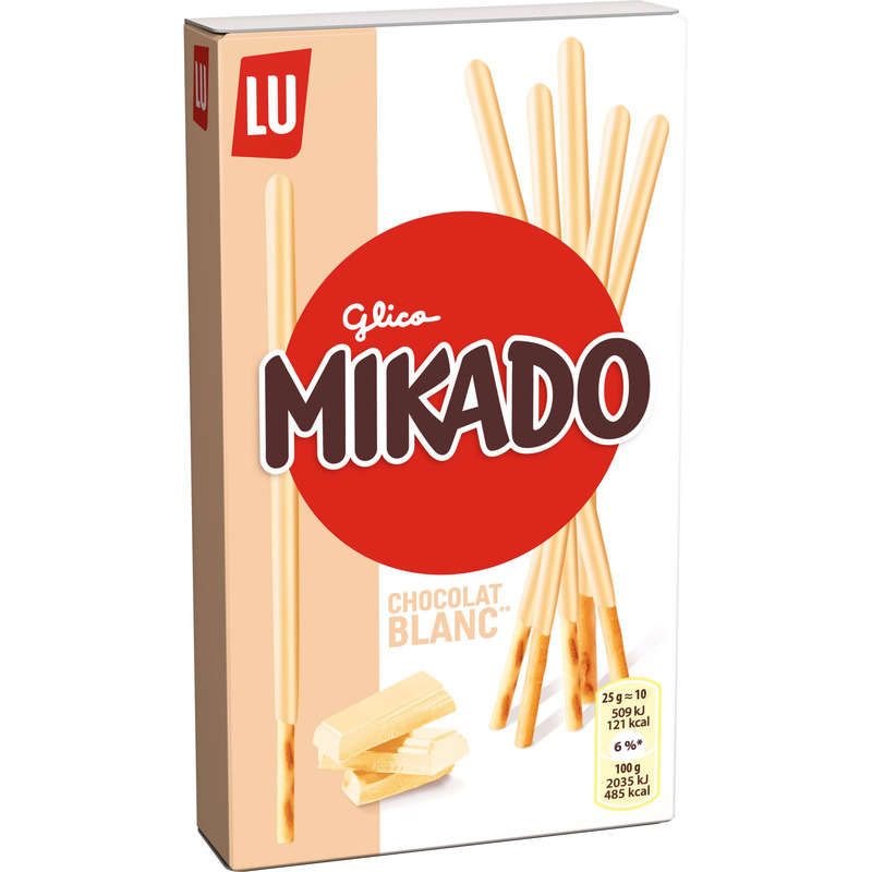 Lu Mikado Biscuits nappés au Chocolat Blanc 90g