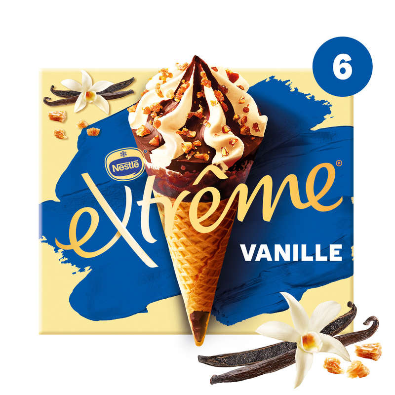 Nestlé Extrême Cônes Vanille & Nougatine x6 426g Nestlé Extrême Cônes Vanille & Nougatine x6 426g