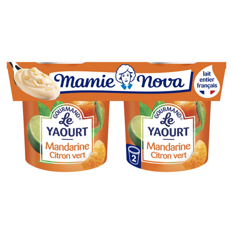 Mamie Nova yaourt à la mandarine & citron vert 2x150g Mamie Nova yaourt à la mandarine & citron vert 2x150g