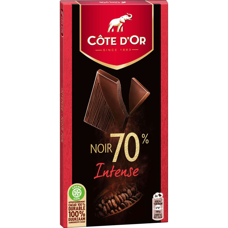 Côte D'Or Tablette Chocolat Noir 70% Intense 100g Côte D'Or Tablette Chocolat Noir 70% Intense 100g
