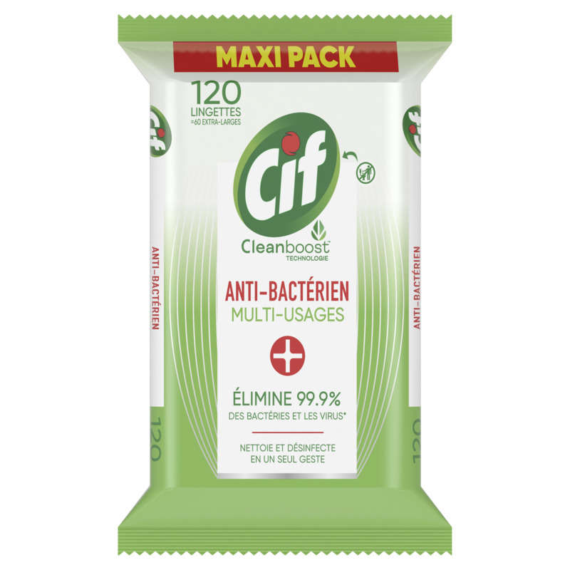 Cif Lingette Multi-Usage Antibactérien Paquet x120 Cif Lingette Multi-Usage Antibactérien Paquet x120