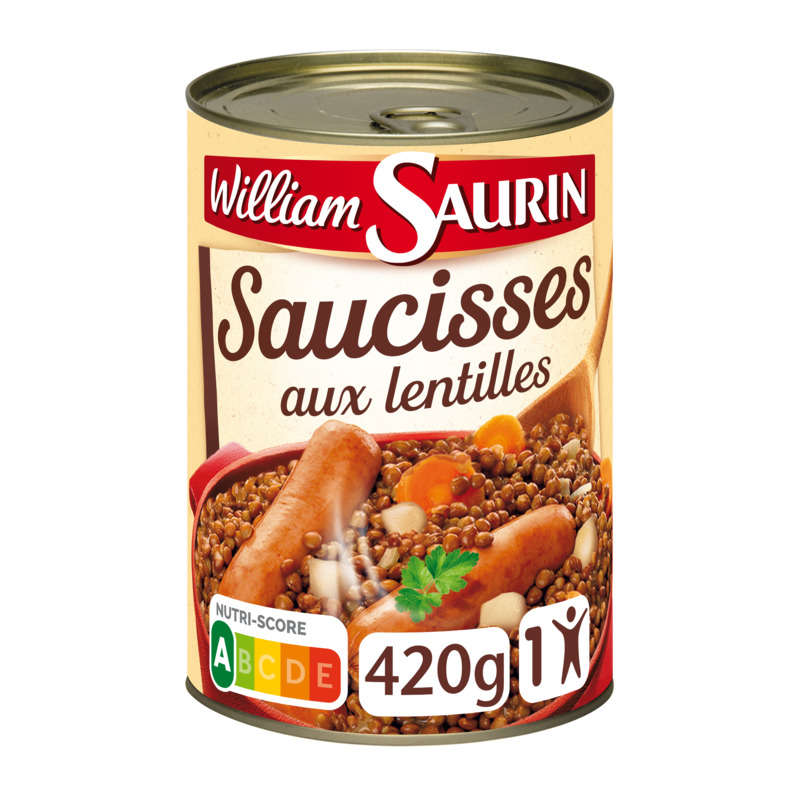William Saurin Saucisses aux lentilles 420g William Saurin Saucisses aux lentilles 420g