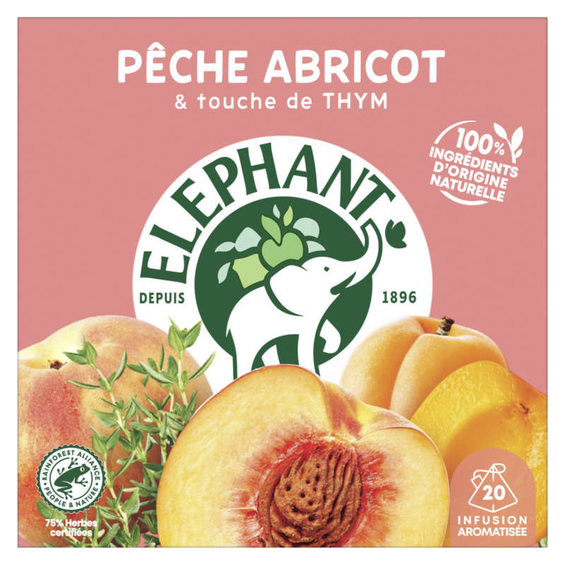 Elephant Infusion Pêche Abricot Thym & Touche de Thym x20 Elephant Infusion Pêche Abricot Thym & Touche de Thym x20