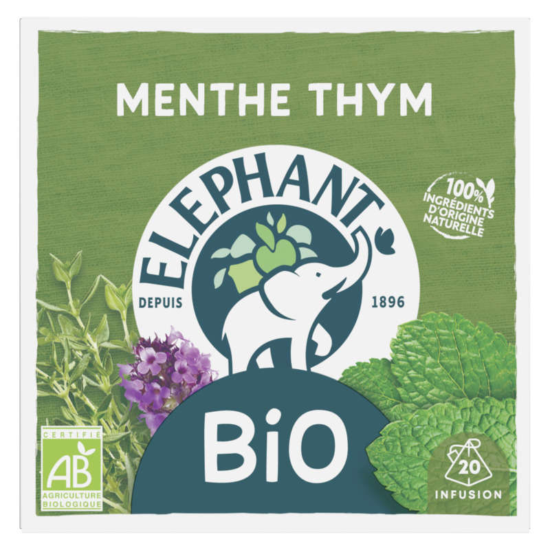 Elephant Infusion Bio Menthe Thym x20 26g Elephant Infusion Bio Menthe Thym x20 26g
