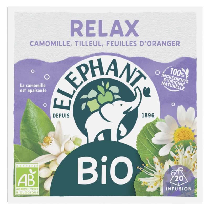 Elephant Infusion Camomille Tilleul Bio Relax x20 Elephant Infusion Camomille Tilleul Bio Relax x20