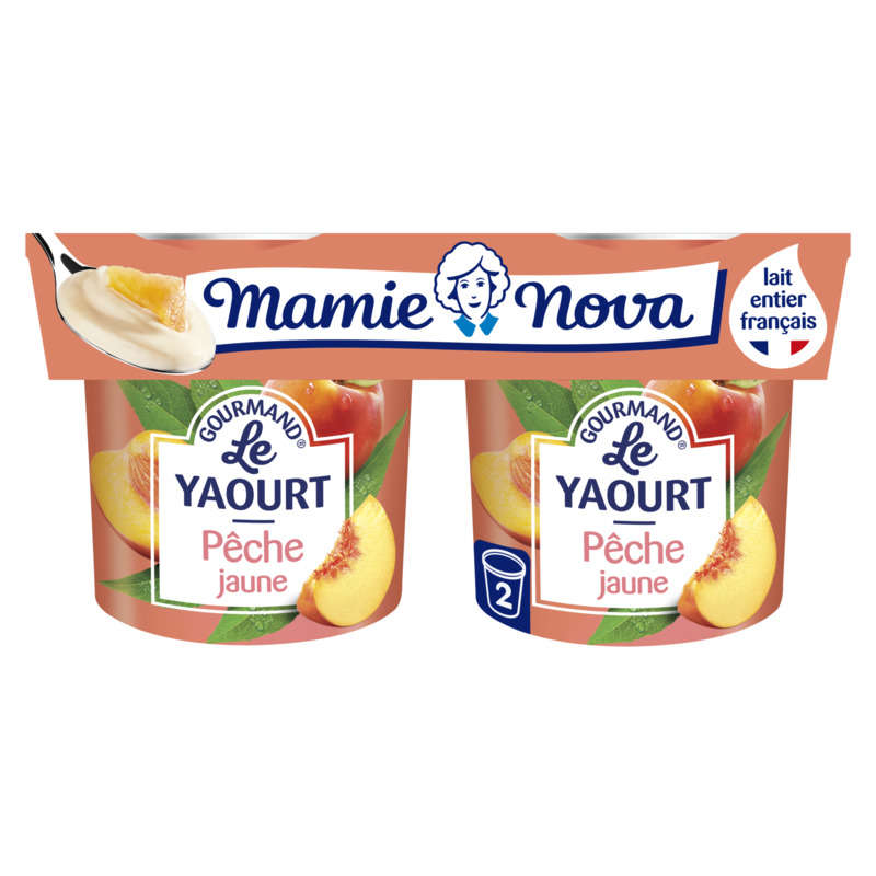 Mamie Nova Yaourt À La Pêche Jaune 2x150g Mamie Nova Yaourt À La Pêche Jaune 2x150g