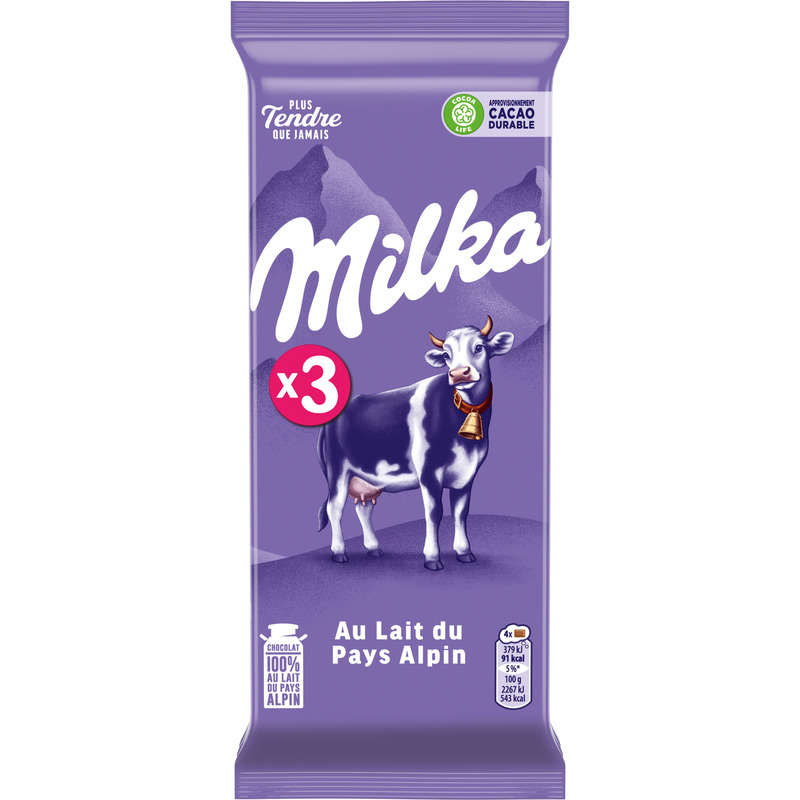 Milka Tablette Chocolat Lait Au Lait Du Pays Alpin 3x100g Milka Tablette Chocolat Lait Au Lait Du Pays Alpin 3x100g