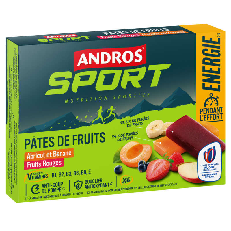 Andros Sport Pate de Fruits Abricot et Banane & Fruits rouges x6 Andros Sport Pate de Fruits Abricot et Banane & Fruits rouges x6