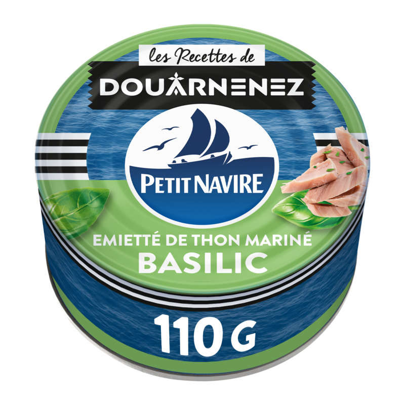 Petit Navire Emiétté de Thon Le Mariné Basilic 110g Petit Navire Emiétté de Thon Le Mariné Basilic 110g