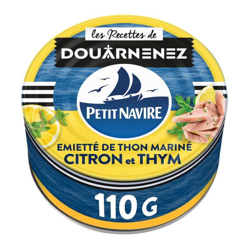 Petit Navire Emietté de Thon Mariné Citron & Thym 110g Petit Navire Emietté de Thon Mariné Citron & Thym 110g
