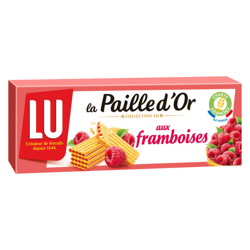 Lu La Paille d'Or Biscuits Gaufrettes aux Framboises 170g Lu La Paille d'Or Biscuits Gaufrettes aux Framboises 170g