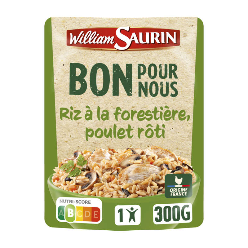 William Saurin Bons pour nous Riz à la forestière poulet rôti 300g William Saurin Bons pour nous Riz à la forestière poulet rôti 300g