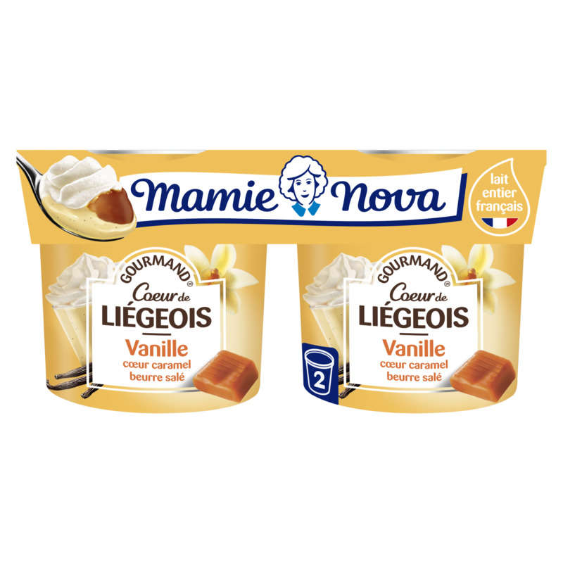 Mamie Nova Dessert Gourmand Cœur de Liégois Vanille Cœur Caramel 2x120g Mamie Nova Dessert Gourmand Cœur de Liégois Vanille Cœur Caramel 2x120g