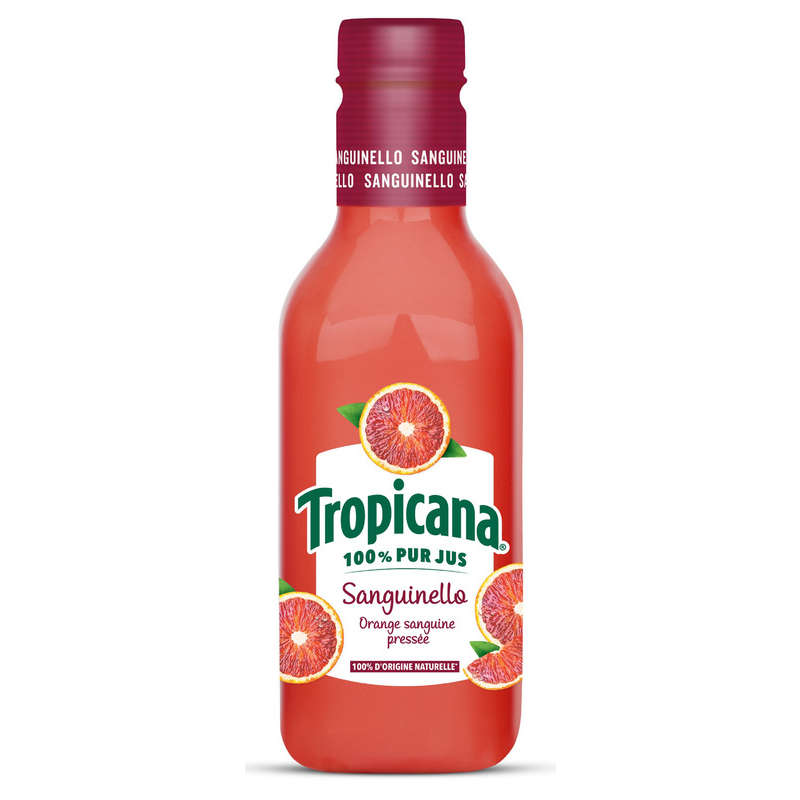 Tropicana Pur Jus Frais d'Orange Sanguinello la Bouteille de 90cl Tropicana Pur Jus Frais d'Orange Sanguinello la Bouteille de 90cl