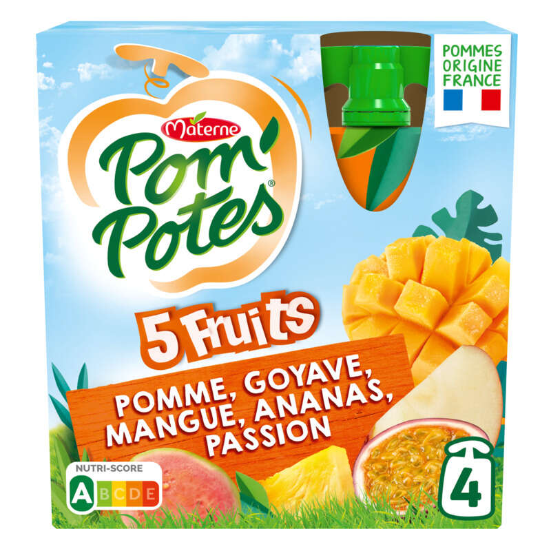 Pom'potes Compote multifruits tropical le pack de 4x90g Pom'potes compote multifruits tropical le pack de 4x90g