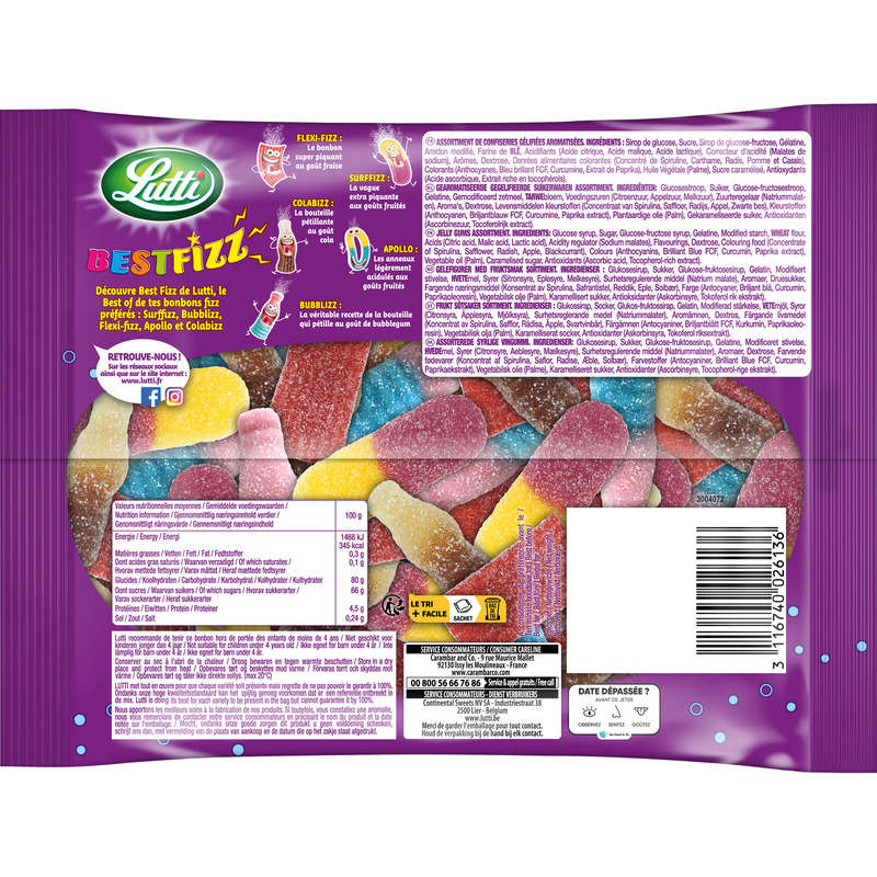 Lutti Bonbons BestFizz 350g