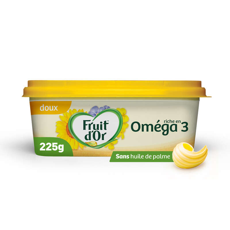 Fruit D'Or Margarine Doux 50% Mg Sans Huile De Palme 225 g Fruit D'Or Margarine Doux 50% Mg Sans Huile De Palme 225 g