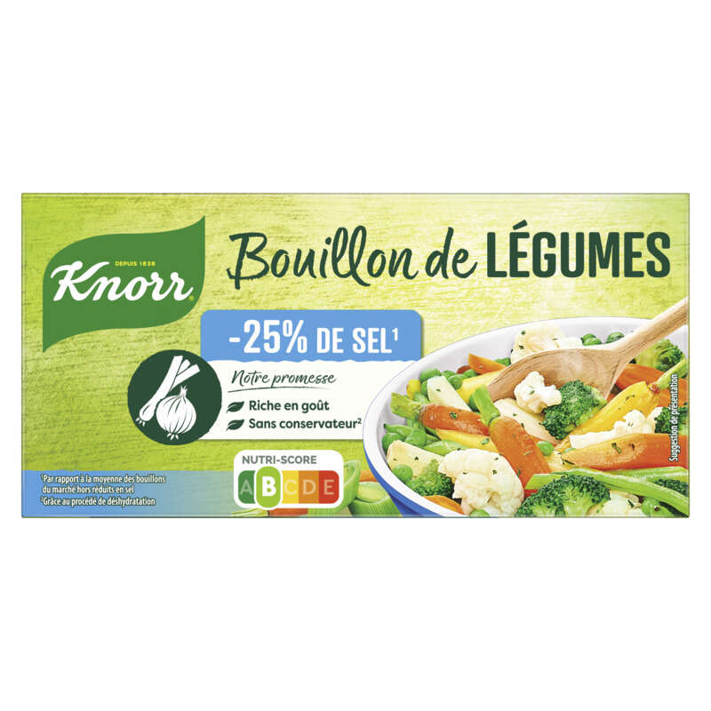 Knorr Bouillon Cube Légumes Réduit en Sel 12 Cubes 109g Knorr Bouillon Cube Légumes Réduit en Sel 12 Cubes 109g