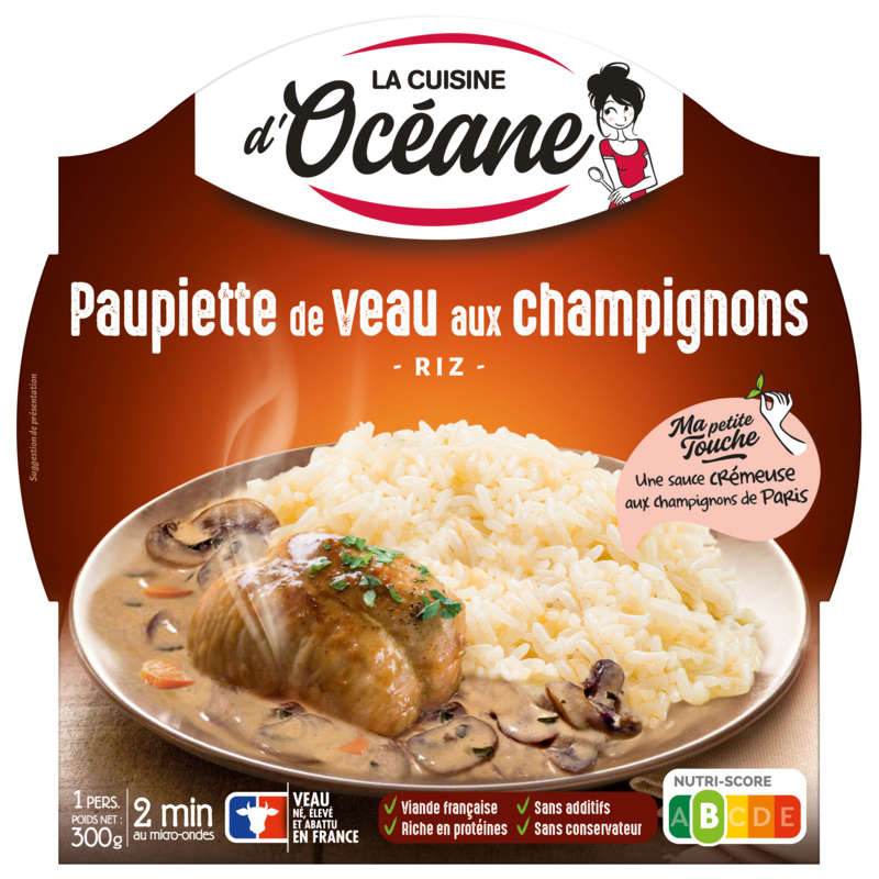 La Cuisine D'Océane paupiette de veau aux champignons et riz 300g La Cuisine D'Océane paupiette de veau aux champignons et riz 300g